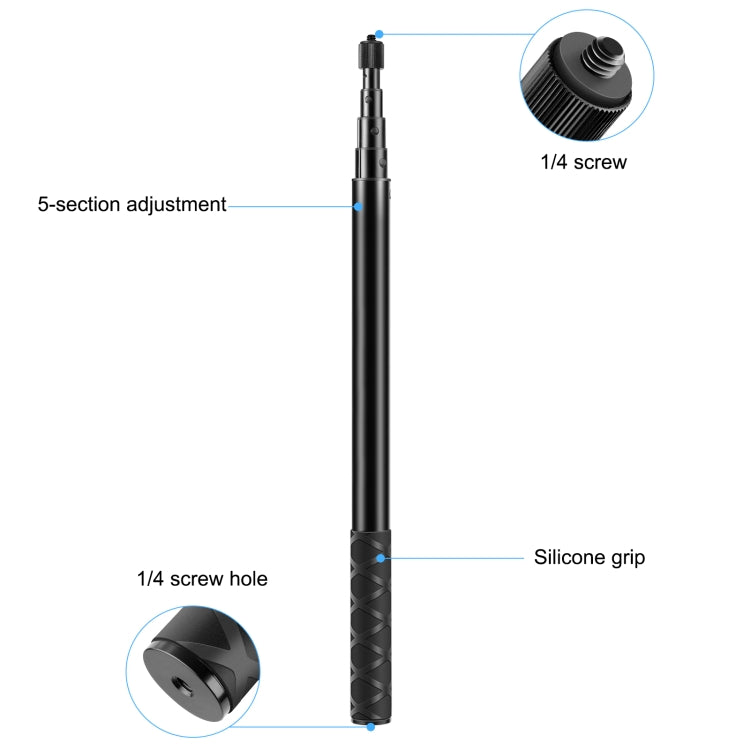 PULUZ 150cm Metal Selfie Stick Monopod  for Insta360 One RS / X2 / X3 - Self Monopod Grip by PULUZ | Online Shopping South Africa | PMC TechLife