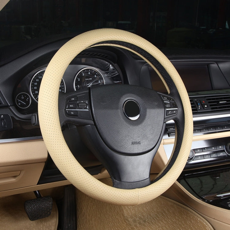 PU Leather Steering Wheel Cover With Needle and Thread, Size: 54x10.5cm (Beige) - Steering Wheel Accessories by PMC TechLife | Online Shopping South Africa | PMC TechLife | Buy Now Pay Later Mobicred
