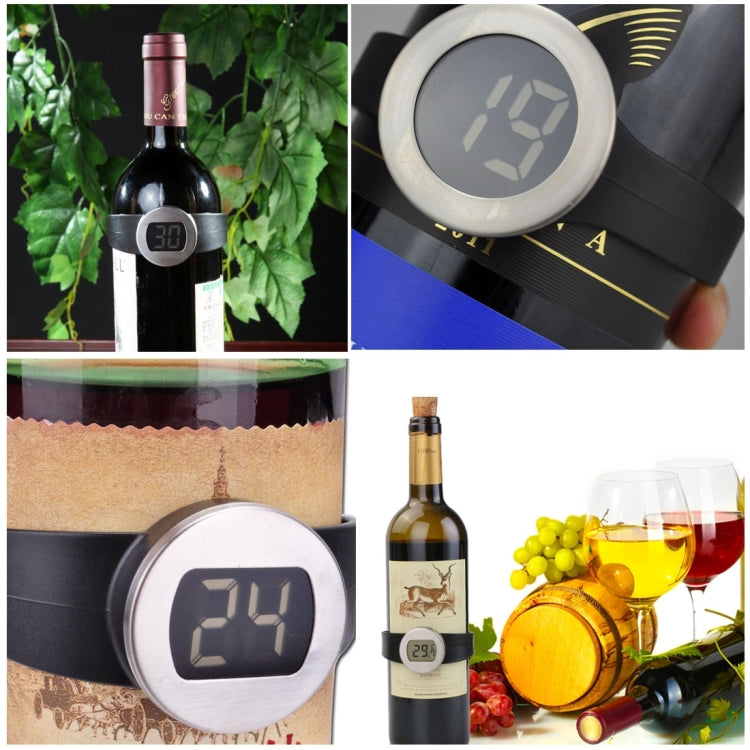 Celsius Degree Digital LCD Display Wine Bottle Thermometer, Suitable Bottle Diameter: 65-80mm (Black + Silver) - free shipping - PMC TechLife - Order now!