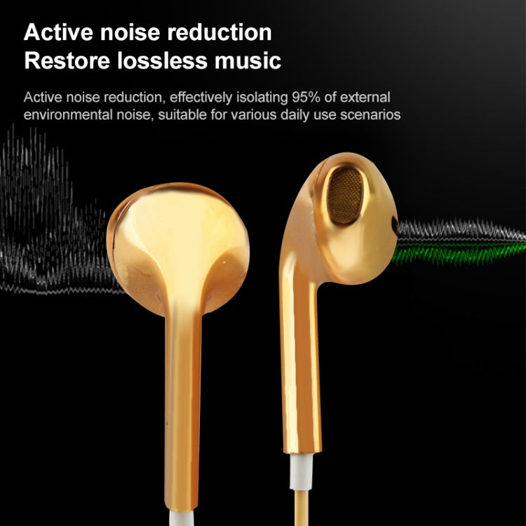 3.5mm Stereo Electroplating Wire Control Earphone for Android Phones / PC / MP3 Player / Laptops(Yellow) - In Ear Wired Earphone by PMC TechLife | Online Shopping South Africa | PMC TechLife