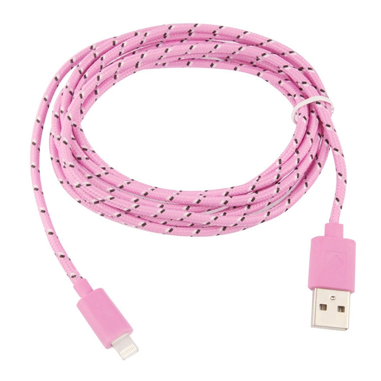 3m Nylon Netting Style USB Data Transfer Charging Cable for iPhone, iPad(Pink) - Normal Style Cable by PMC TechLife | Online Shopping South Africa | PMC TechLife