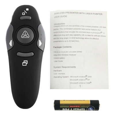 Multimedia Presenter with Laser Pointer & USB Receiver for Projector / PC / Laptop, Control Distance: 15m(Black) -  by PMC Jewellery | Online Shopping South Africa | PMC Jewellery