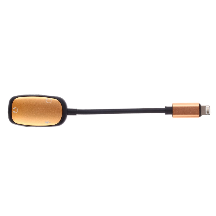 8 Pin to 8 Pin Charging Interface + 8 Pin Earphone Interface + 3.5mm Audio Interface Earphone Adapter(Gold) - Earphone Adapter by PMC TechLife | Online Shopping South Africa | PMC TechLife