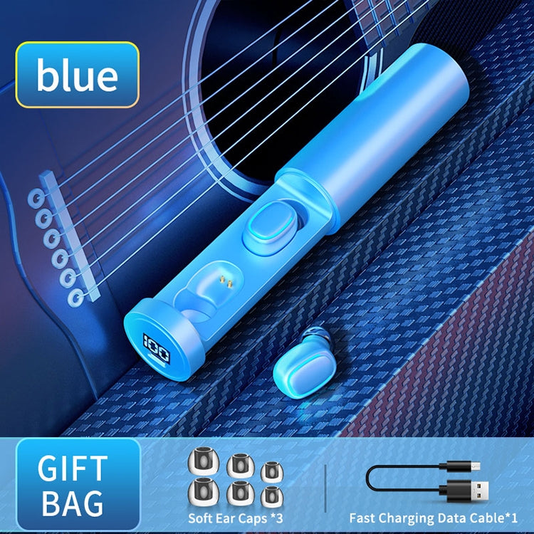 C1 Bluetooth 5.0 TWS Circular Chimney Touch Digital Display True Wireless Bluetooth Earphone with Charging Box(Blue) - TWS Earphone by PMC TechLife | Online Shopping South Africa | PMC TechLife