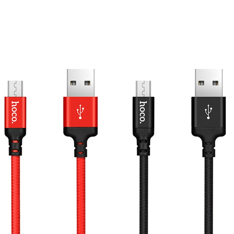hoco X14 1m Nylon Braided Aluminium Alloy Micro USB to USB Data Sync Charging Cable(Red) - Micro USB Cable by hoco | Online Shopping South Africa | PMC Jewellery