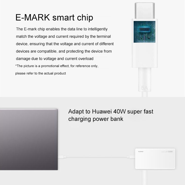 Original Huawei CP43 5A USB-C / Type-C to USB-C / Type-C Fast Charging Data Cable, Cable Length: 1m (White) - USB-C & Type-C Cable by Huawei | Online Shopping South Africa | PMC TechLife | Buy Now Pay Later Mobicred
