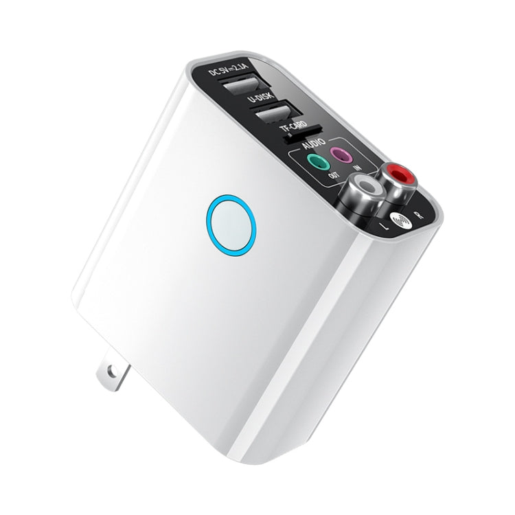 K16 2 in 1 3.5mm AUX + RAC Dual Output Plug-in Bluetooth 5.0 Audio Transmitter Receiver with Remote Control, US Plug (White) - Audio Receiver Transmitter by PMC TechLife | Online Shopping South Africa | PMC TechLife