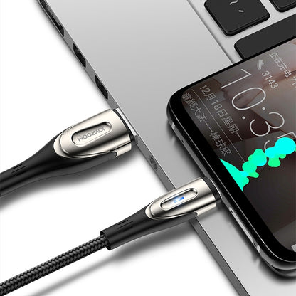 JOYROOM S-M411 Sharp Series 3A USB-C / Type-C Interface Charging + Transmission Nylon Braided Data Cable with Drop-shaped Indicator Light, Cable Length: 1.2m (Black) - USB-C & Type-C Cable by JOYROOM | Online Shopping South Africa | PMC Jewellery