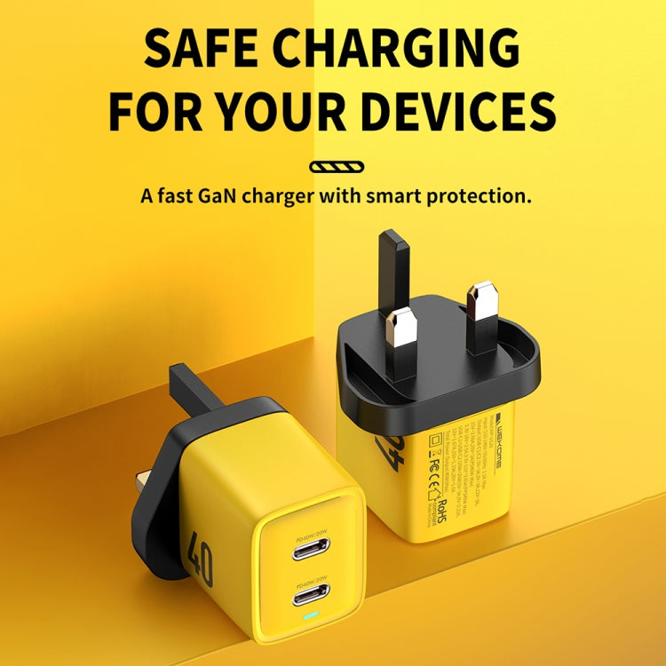 WK WP-U128 40W Dual USB-C/Type-C Interface Gallium Nitride Charger,Specifications: UK Plug - free shipping - PMC TechLife - Order now!