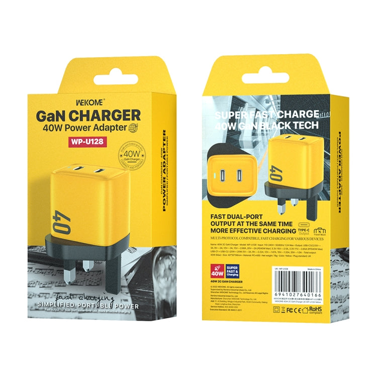 WK WP-U128 40W Dual USB-C/Type-C Interface Gallium Nitride Charger,Specifications: UK Plug - free shipping - PMC TechLife - Order now!
