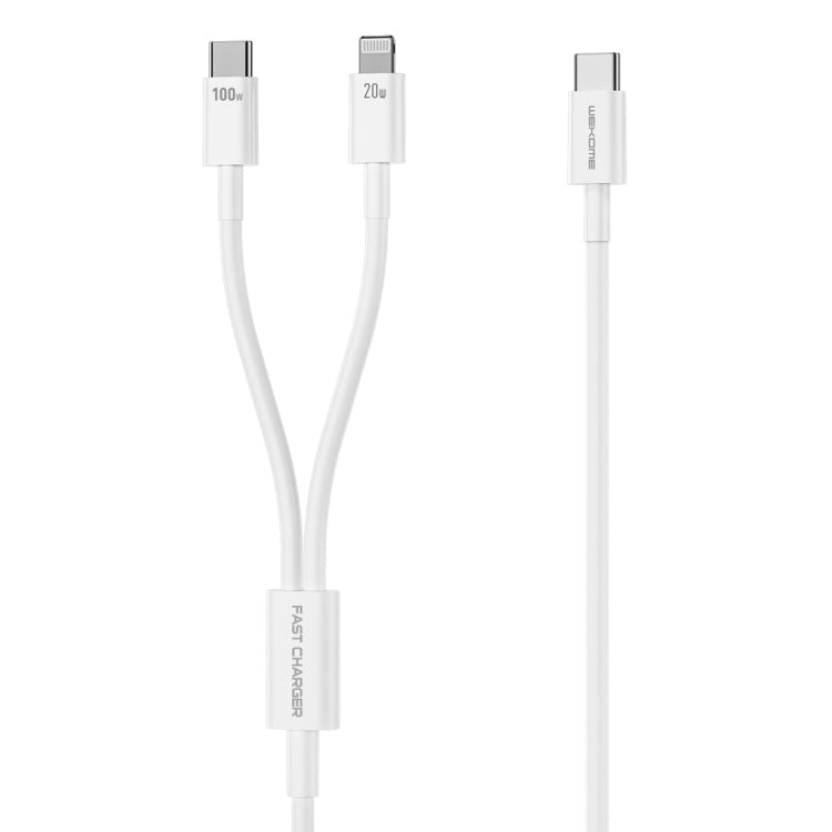 WK WDC-176 100W 2 in 1 USB-C/Type-C to USB-C/Type-C+8 Pin Multifunctional Fast Charging Data Cable,Length: 1.2m - Multifunctional Cable by WK | Online Shopping South Africa | PMC TechLife | Buy Now Pay Later Mobicred
