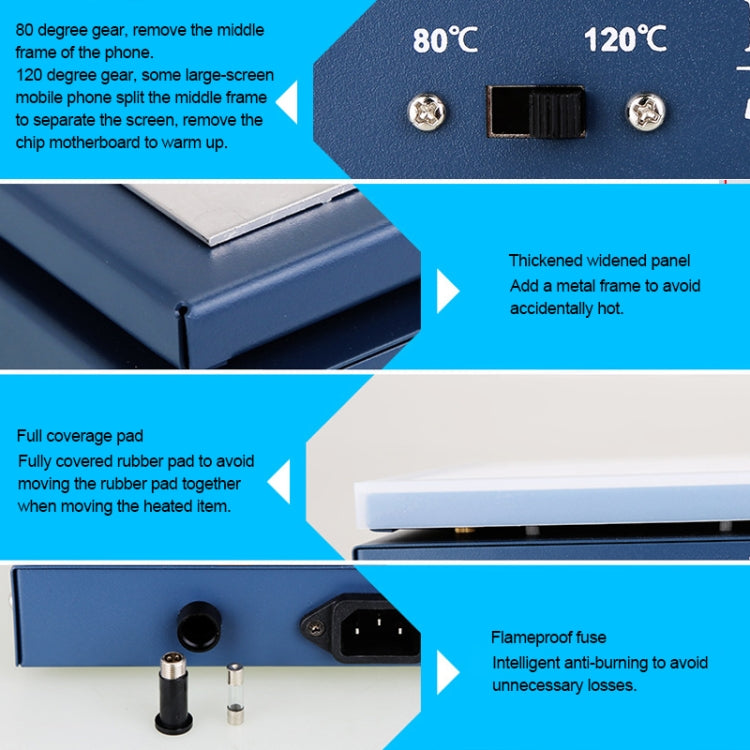 Kaisi K-816 Constant Temperature Heating Plate LCD Screen Open Separator Desoldering Station With Silicone Pad, EU Plug - free shipping - PMC TechLife - Order now!