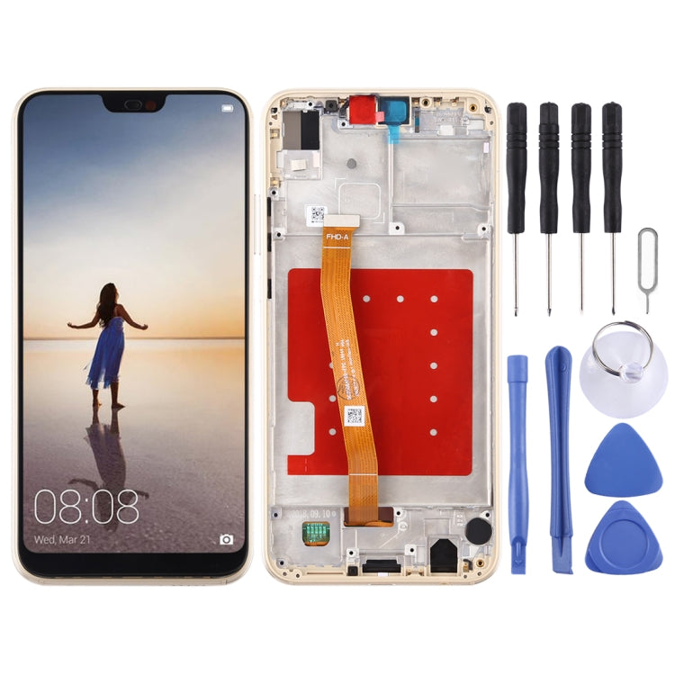 LCD Screen and Digitizer Full Assembly with Frame for Huawei P20 Lite / Nova 3e(Gold) - LCD Screen by PMC Jewellery | Online Shopping South Africa | PMC Jewellery