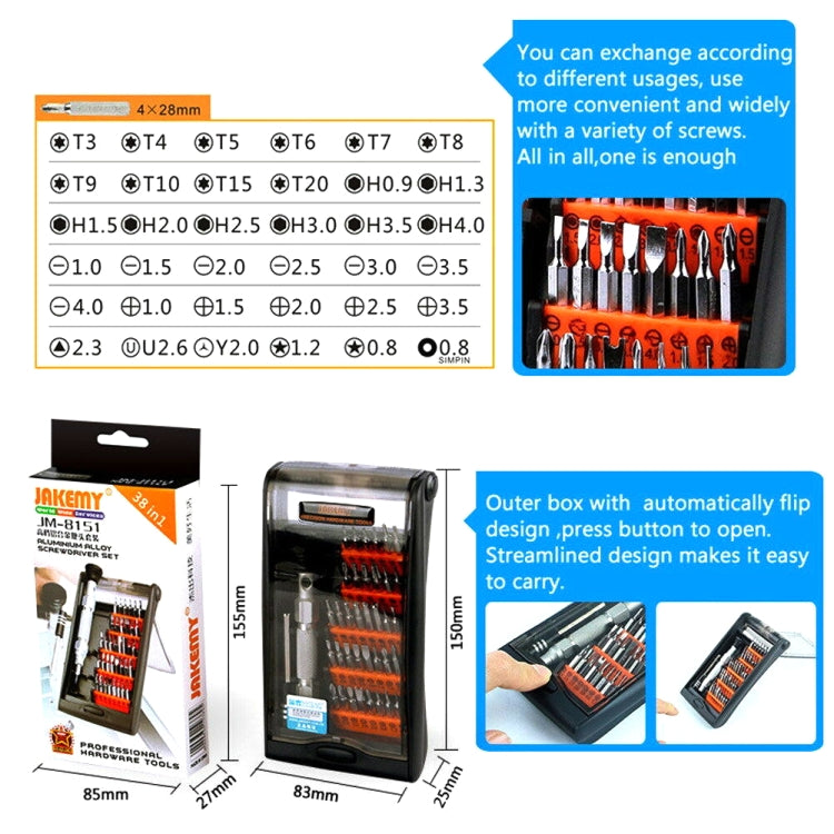 JAKEMY JM-8151 38 in 1 Screwdriver Tools Set Precision Screwdriver Set Repair Tool Hand Tools - Screwdriver Set by JAKEMY | Online Shopping South Africa | PMC Jewellery