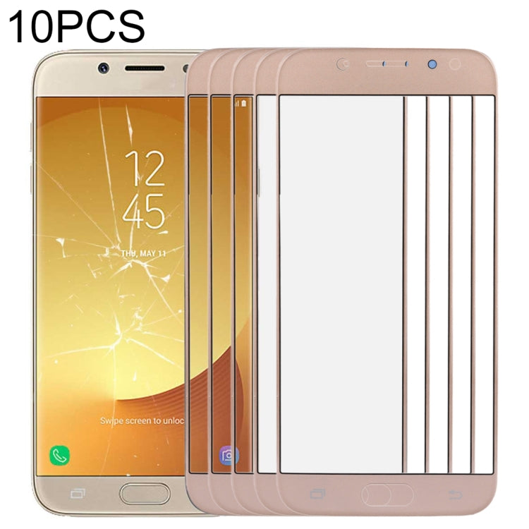 For Samsung Galaxy J7 (2017) / J730 10pcs Front Screen Outer Glass Lens (Gold) - Outer Glass Lens by PMC Jewellery | Online Shopping South Africa | PMC Jewellery