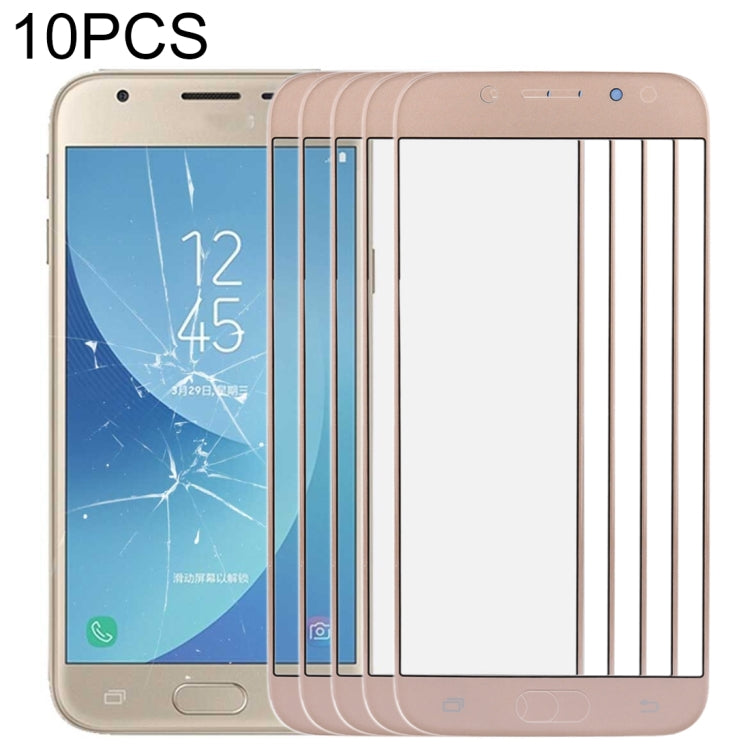 For Samsung Galaxy J3 2017 / J330 10pcs Front Screen Outer Glass Lens (Gold) - Outer Glass Lens by PMC Jewellery | Online Shopping South Africa | PMC Jewellery