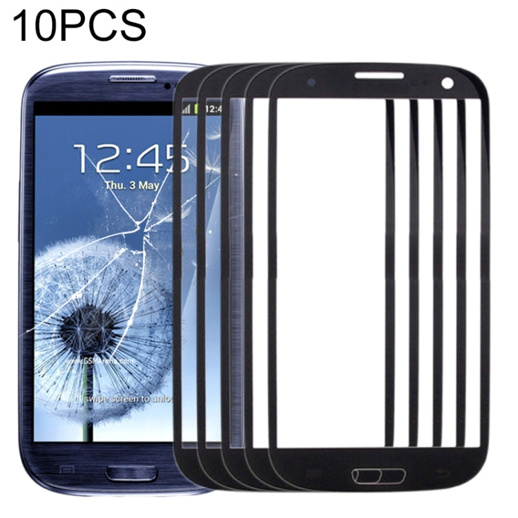 For Samsung Galaxy SIII / i9300 10pcs Front Screen Outer Glass Lens (Black) - Outer Glass Lens by PMC Jewellery | Online Shopping South Africa | PMC Jewellery
