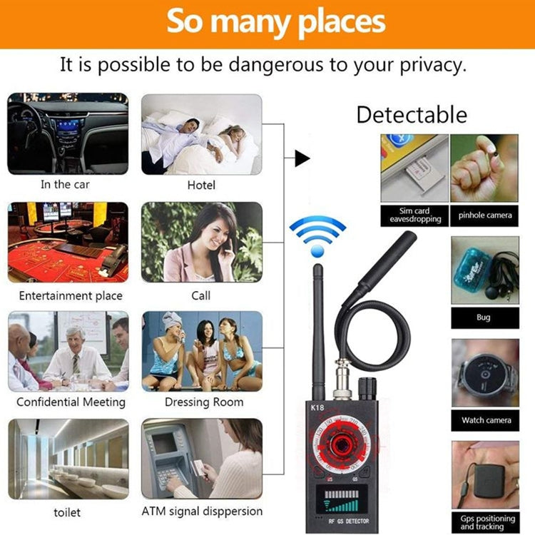 ZS-k18 GPS Tracking GSM Listening Device Finder Wireless Camera Detector - Infrared Detector by PMC TechLife | Online Shopping South Africa | PMC TechLife
