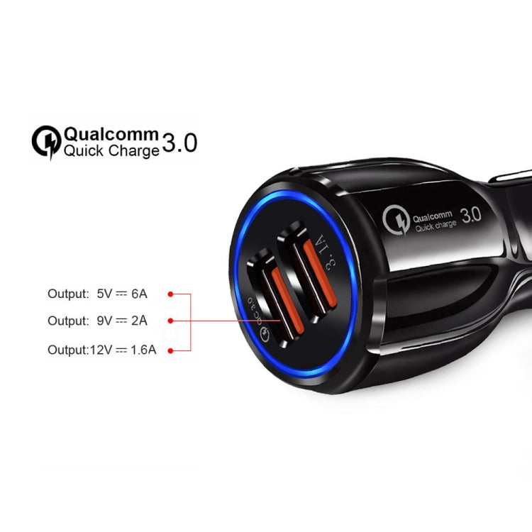 Qc3.0 Dual USB 6A Vehicle Fast Charger / Mobile Phone Tablet Fast Charging(Black) - Car Charger by PMC Jewellery | Online Shopping South Africa | PMC Jewellery