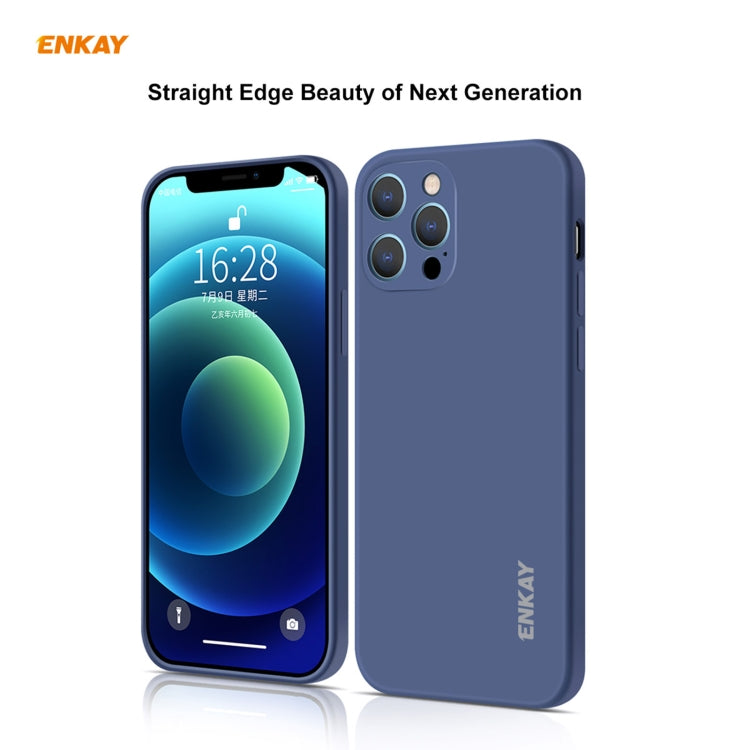 For iPhone 12 Pro Hat-Prince ENKAY ENK-PC069 Liquid Silicone Straight Edge Shockproof Protective Case(Navy Blue) - iPhone 12 / 12 Pro Cases by ENKAY | Online Shopping South Africa | PMC TechLife | Buy Now Pay Later Mobicred