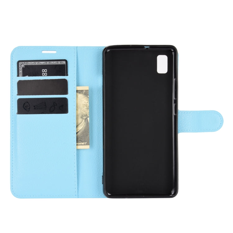 For ZTE Blade L210 Litchi Texture Horizontal Flip Protective Case with Holder & Card Slots & Wallet(Blue) - free shipping - PMC TechLife - Order now!