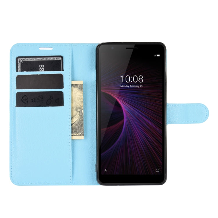 For ZTE Blade L210 Litchi Texture Horizontal Flip Protective Case with Holder & Card Slots & Wallet(Blue) - free shipping - PMC TechLife - Order now!