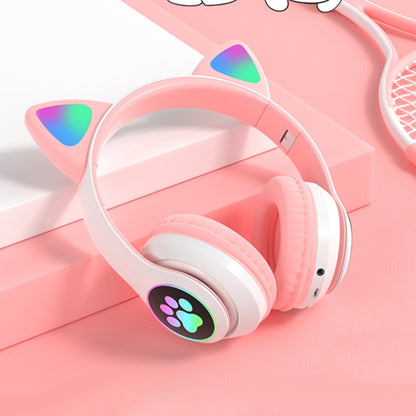 T&G TN-28 3.5mm Bluetooth 5.0 Dual Connection RGB Cat Ear Bass Stereo Noise-cancelling Headphones Support TF Card With Mic(Pink) - Headset & Headphone by T&G | Online Shopping South Africa | PMC Jewellery | Buy Now Pay Later Mobicred