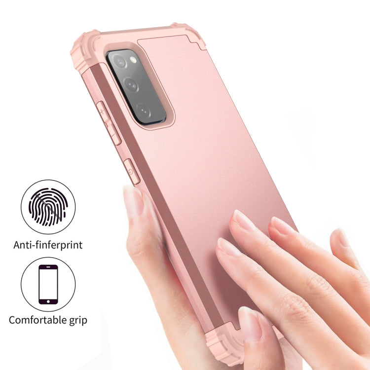 For Samsung Galaxy S20 FE PC + Silicone Three-piece Shockproof Protection Case(Rose Gold) - free shipping - PMC TechLife - Order now!