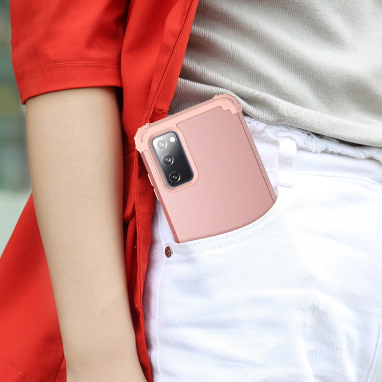 For Samsung Galaxy S20 FE PC + Silicone Three-piece Shockproof Protection Case(Rose Gold) - free shipping - PMC TechLife - Order now!