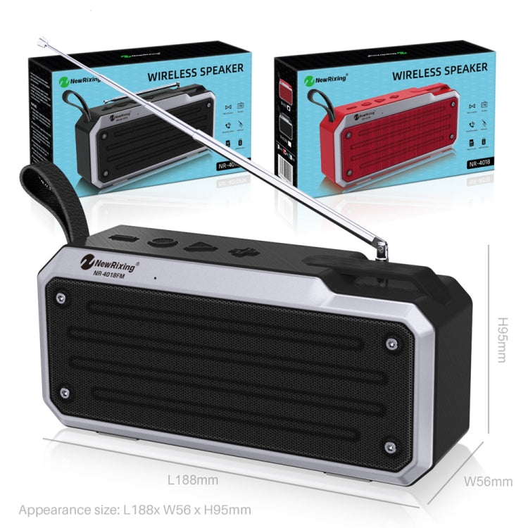 NewRixing NR4018FM TWS Portable Stereo Bluetooth Speaker, Support TF Card / FM / 3.5mm AUX / U Disk / Hands-free Call(Red) - Mini Speaker by New Rixing | Online Shopping South Africa | PMC Jewellery