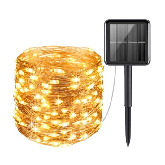 20m 200LED Solar Outdoor Waterproof Silver Wire Light String Christmas New Year Garden Decoration Garland Lights(Warm White Light) - Christmas Decoration Lamps by PMC Jewellery | Online Shopping South Africa | PMC Jewellery | Buy Now Pay Later Mobicred