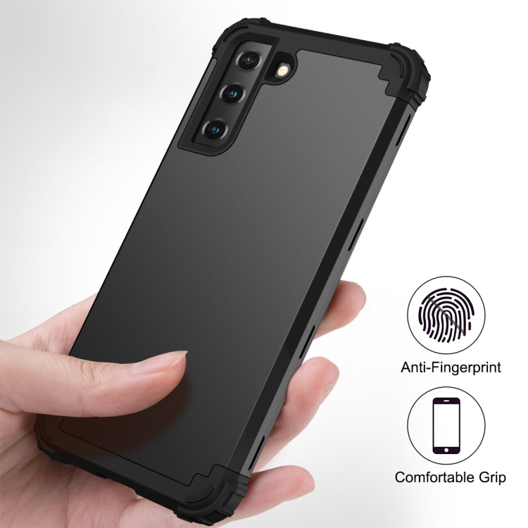 For Samsung Galaxy S21  5G PC+ Silicone Three-piece Anti-drop Mobile Phone Protective Back Cover(Black) - free shipping - PMC TechLife - Order now!