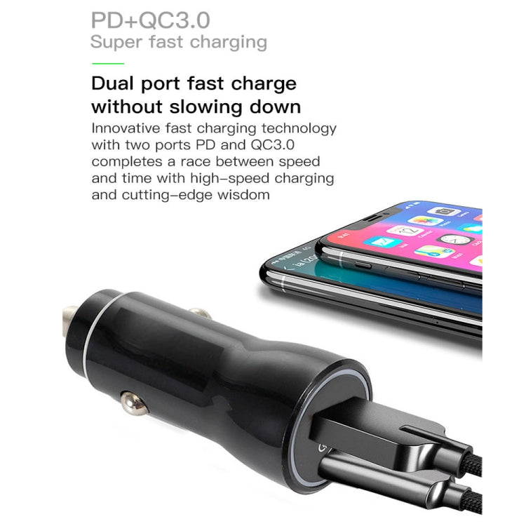 P21 PD 20W USB-C / Type-C + QC3.0 18W USB Fast Car Charger with USB-C / Type-C to USB-C / Type-C Data Cable Set(Black) - Car Charger by PMC Jewellery | Online Shopping South Africa | PMC Jewellery