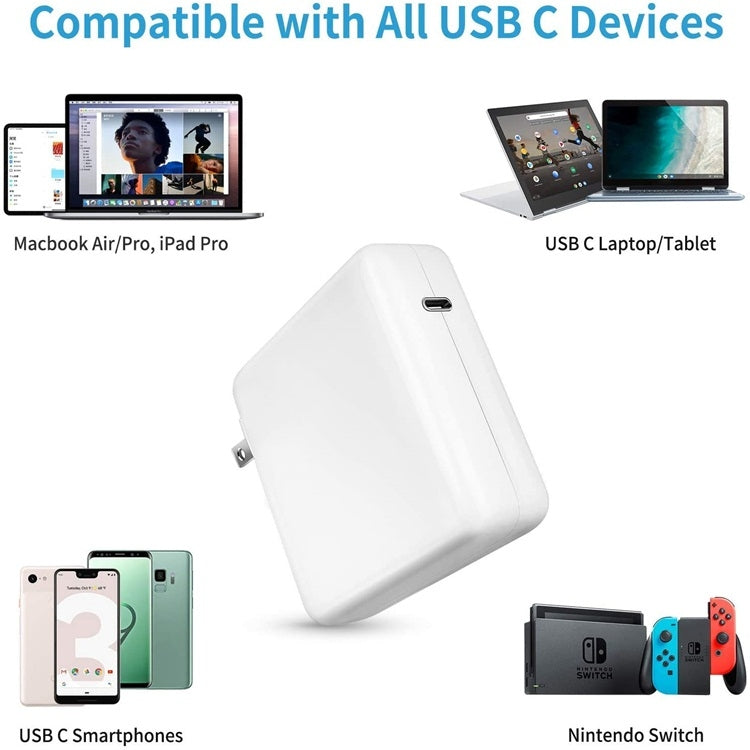 96W USB-C / Type-C Power Adapter Portable Charger with 1.8m USB-C / Type-C to USB-C / Type-C Charging Cable, UK Plug - USB Charger by PMC TechLife | Online Shopping South Africa | PMC TechLife