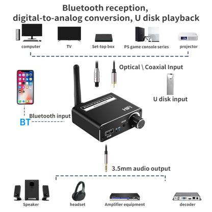 D18 Bluetooth Digital Audio Receiver with 3.5mm Jack to Analog Converter USB Player Adapter - Audio Receiver Transmitter by PMC Jewellery | Online Shopping South Africa | PMC Jewellery