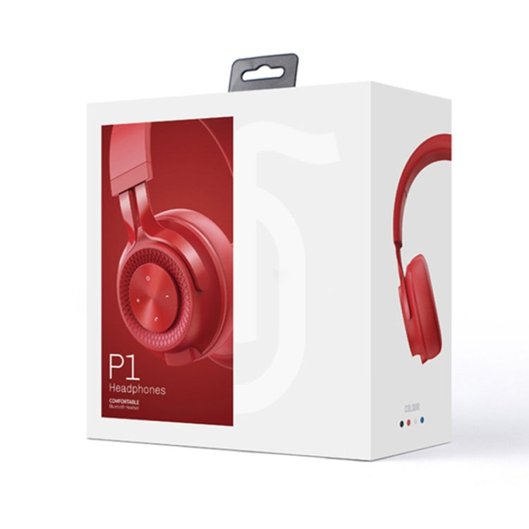 P1 Wireless Bluetooth 5.0 Stereo Soft Leather Earmuffs Foldable Headset Built-in Mic for PC / Cell Phones(Red) - Headset & Headphone by PMC Jewellery | Online Shopping South Africa | PMC Jewellery