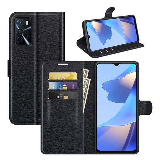 For OPPO A16 Litchi Texture Horizontal Flip Protective Case with Holder & Card Slots & Wallet(Black) - OPPO Cases by PMC Jewellery | Online Shopping South Africa | PMC Jewellery