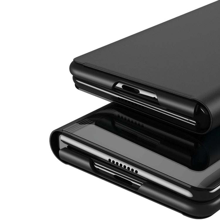 For Samsung Galaxy Z Fold3 Plated Mirror Horizontal Flip Leather Case with Holder(Black) - free shipping - PMC TechLife - Order now!