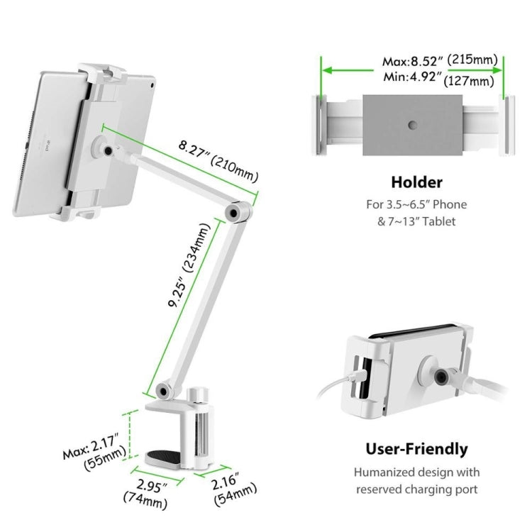 AP-7LC 360 Degree Rotating Adjustable Lifting Long Arm Lazy Bedside Desktop Tablets Phones Holder - Lazy Bracket by PMC Jewellery | Online Shopping South Africa | PMC Jewellery