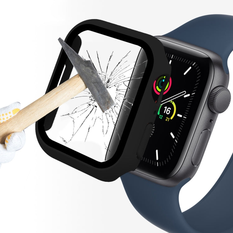 ENKAY Hat-Prince 2 in 1 PC Frame + 9H Tempered Glass Protector Full Coverage Case For Apple Watch Series 8 / 7 41mm(Black) - Watch Cases by ENKAY | Online Shopping South Africa | PMC TechLife | Buy Now Pay Later Mobicred