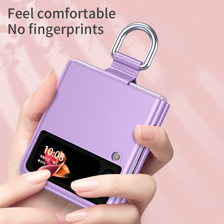 For Samsung Galaxy Z Flip3 5G Skin Feel Folding Phone Case with Drawstring Key Chain(Purple) - Galaxy Phone Cases by PMC Jewellery | Online Shopping South Africa | PMC Jewellery