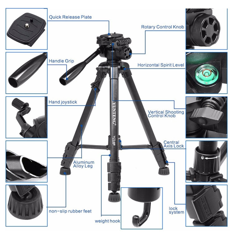 YUNTENG VCT-880 Aluminum Alloy Tripod Mount with Three-Dimensional Tripod Head - Tripods by YUNTENG | Online Shopping South Africa | PMC Jewellery | Buy Now Pay Later Mobicred