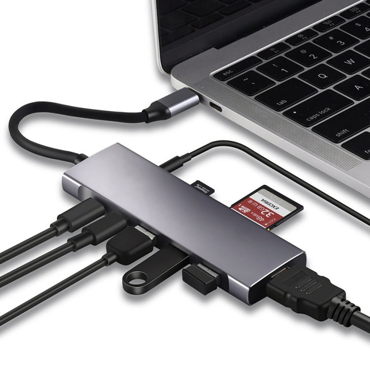 9-in-1 USB Type-C to HDMI+USB3.0x3+Type-C+PD+SD/TF+Audio HUB Adapter - USB HUB by PMC TechLife | Online Shopping South Africa | PMC TechLife | Buy Now Pay Later Mobicred