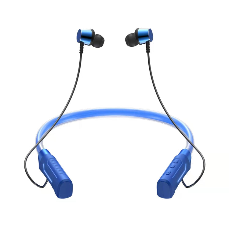 JG4 Flashing LED Neck-mounted Stereo Bluetooth Wireless Earphone(Blue) - Neck-mounted Earphone by PMC Jewellery | Online Shopping South Africa | PMC Jewellery