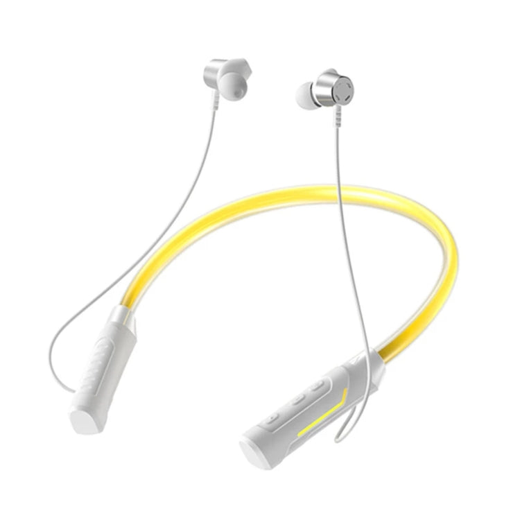 JG4 Flashing LED Neck-mounted Stereo Bluetooth Wireless Earphone(White) - Neck-mounted Earphone by PMC TechLife | Online Shopping South Africa | PMC TechLife