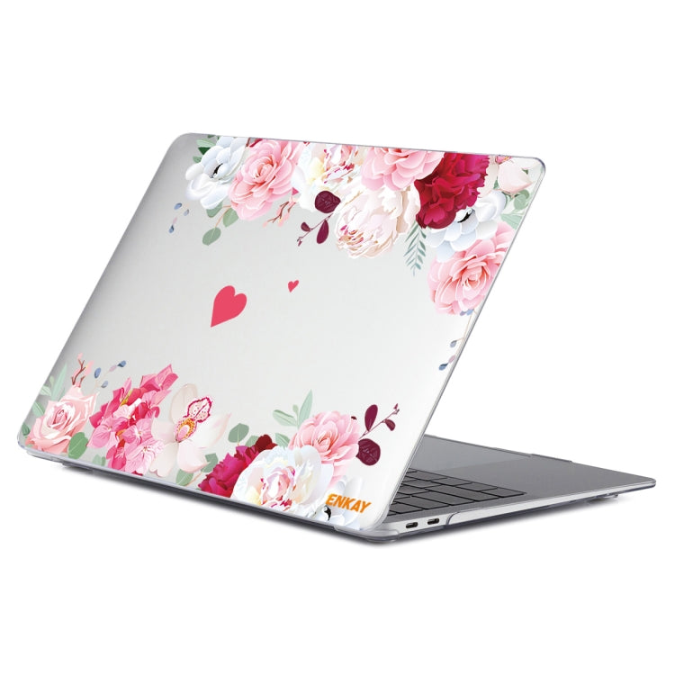 ENKAY Flower Series Pattern Laotop Protective Crystal Case For MacBook Air 13.3 inch A1932 / A2179 / A2337(Peony) - MacBook Air Cases by ENKAY | Online Shopping South Africa | PMC Jewellery