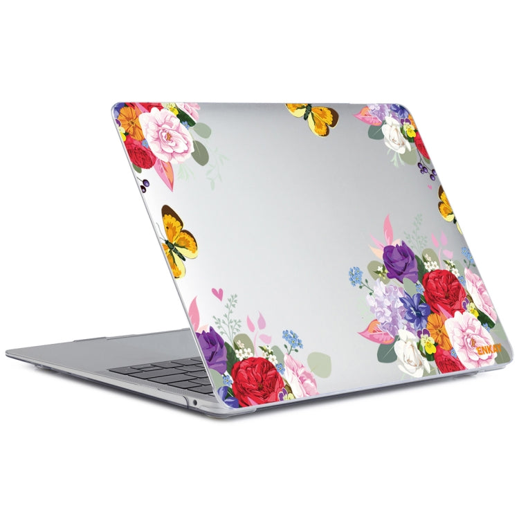 ENKAY Flower Series Pattern Laotop Protective Crystal Case For MacBook Pro 15.4 inch A1707 / A1990(Rose) - MacBook Pro Cases by ENKAY | Online Shopping South Africa | PMC Jewellery