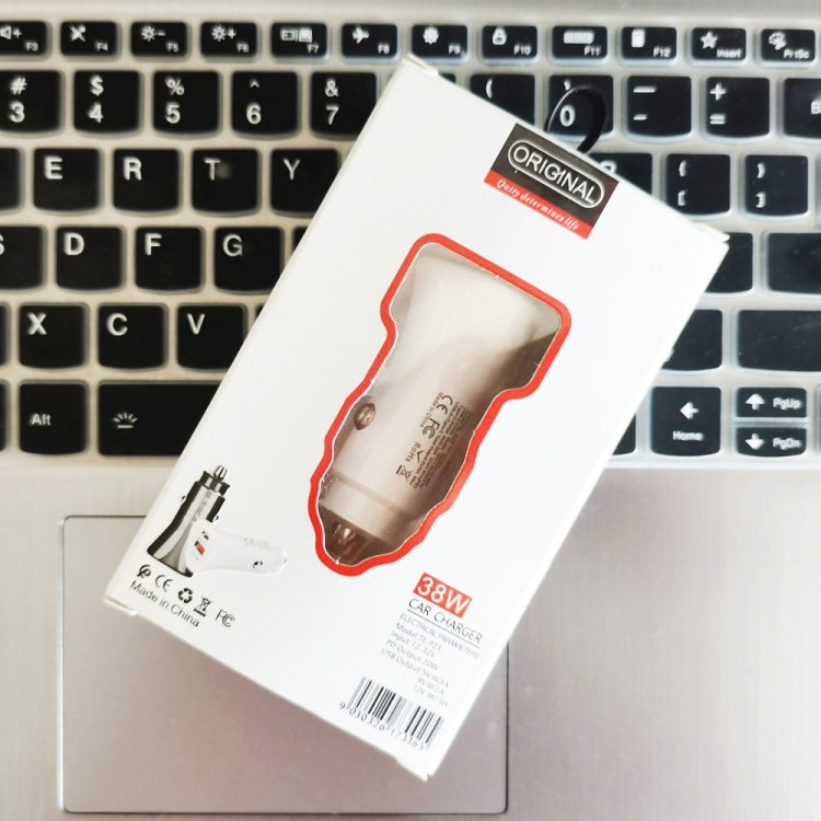 TE-P23 38W PD USB-C / Type-C + QC3. 0 USB Triangle Car Charger + USB-C / Type-C to USB-C / Type-C Data Cable, Length: 1m(White) - Car Charger by PMC TechLife | Online Shopping South Africa | PMC TechLife