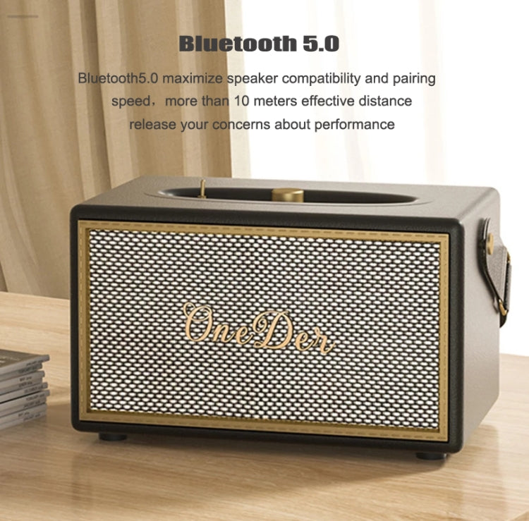 Oneder D6 40W Retro Classic Wooden Portable Outdoor Bluetooth Speaker(Black) - Desktop Speaker by OneDer | Online Shopping South Africa | PMC Jewellery