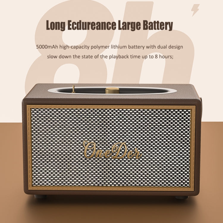 Oneder D6 40W Retro Classic Wooden Portable Outdoor Bluetooth Speaker(Brown) - Desktop Speaker by OneDer | Online Shopping South Africa | PMC Jewellery